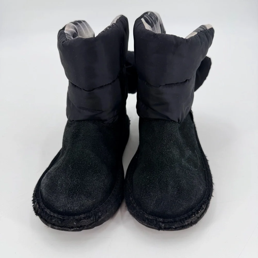 Ugg Black Puffer Bow Back Boots Toddler Girl 11 FLAWS